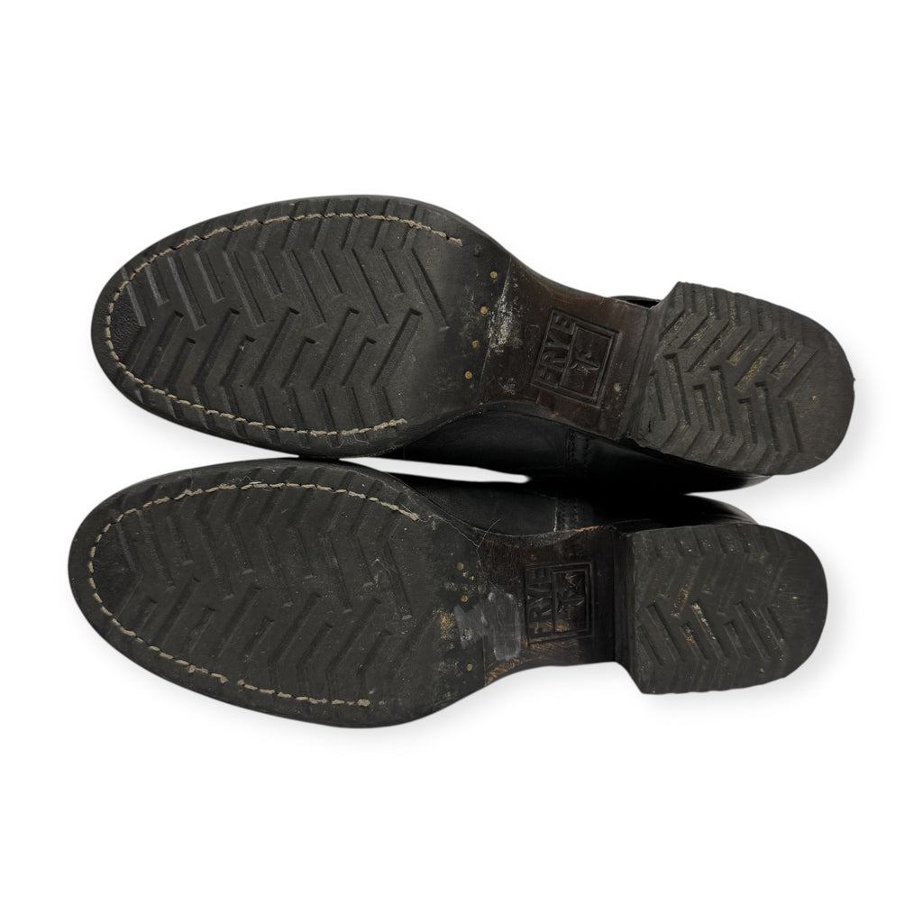 vintage frye black leather moto boots