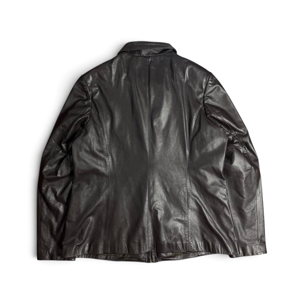 vintage 1970s lim’s tailor bespoke dark brown leather zip jacket