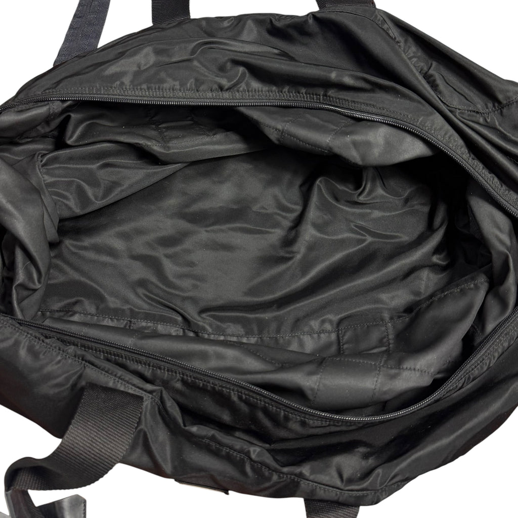 vintage 90s prada black tessuto nylon weekender duffle bag