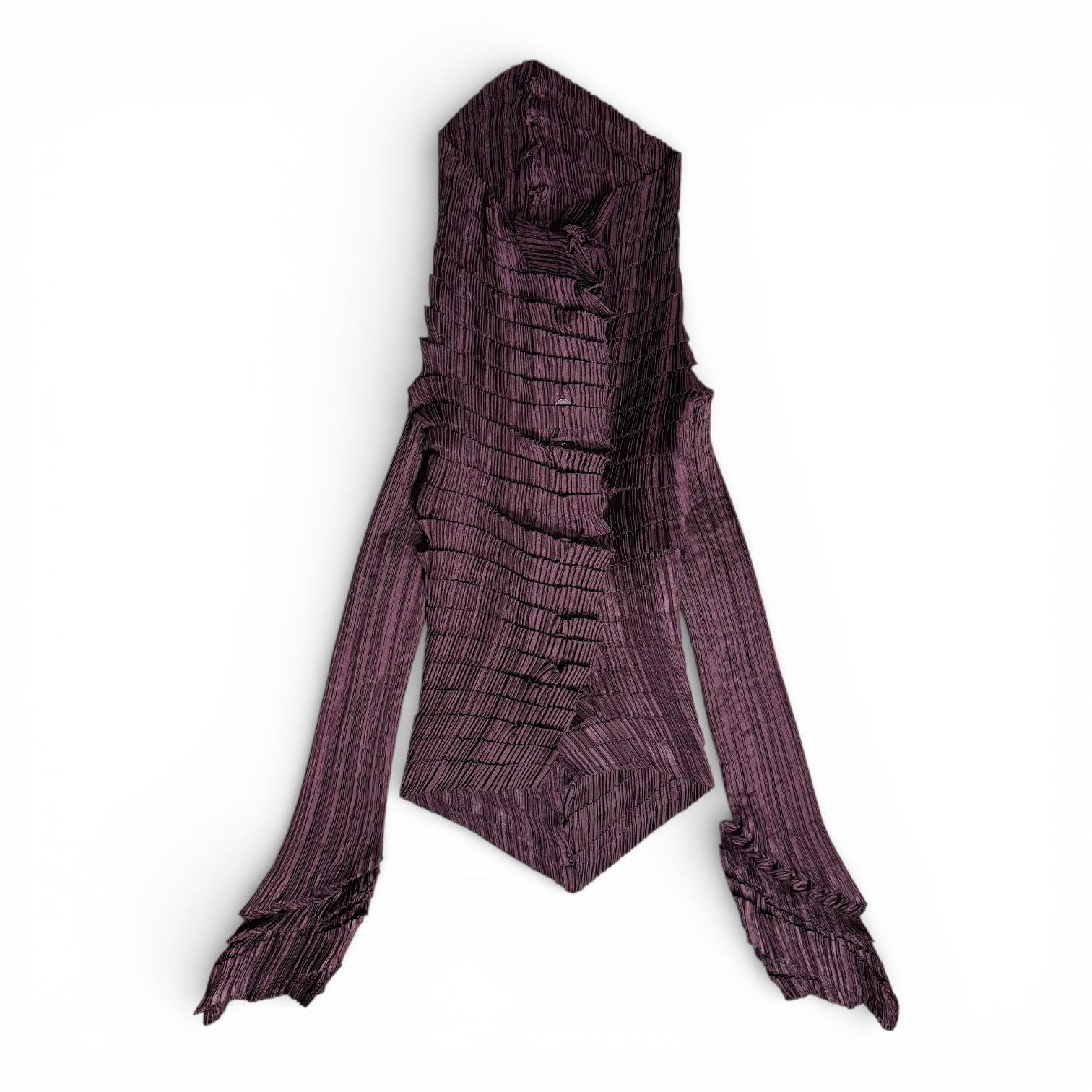 vintage issey miyake mainline sculptural accordion pleated top & skirt set in wine