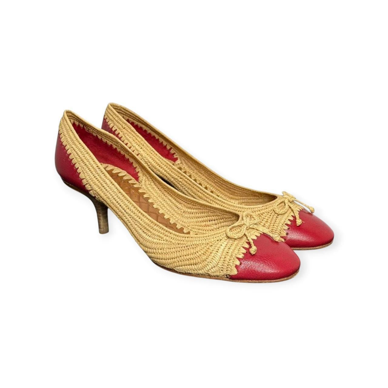 bottega veneta raffia pumps