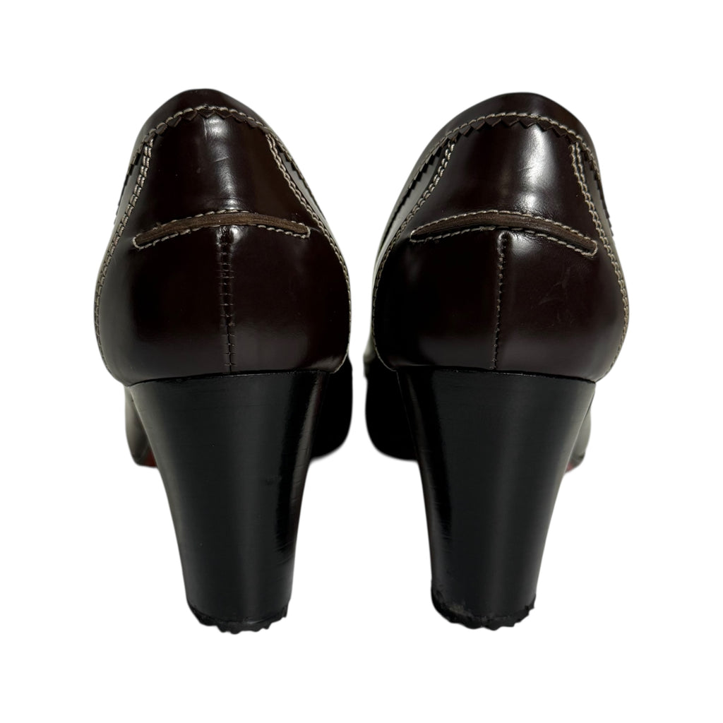 christian louboutin peniche dark brown peep toe pumps