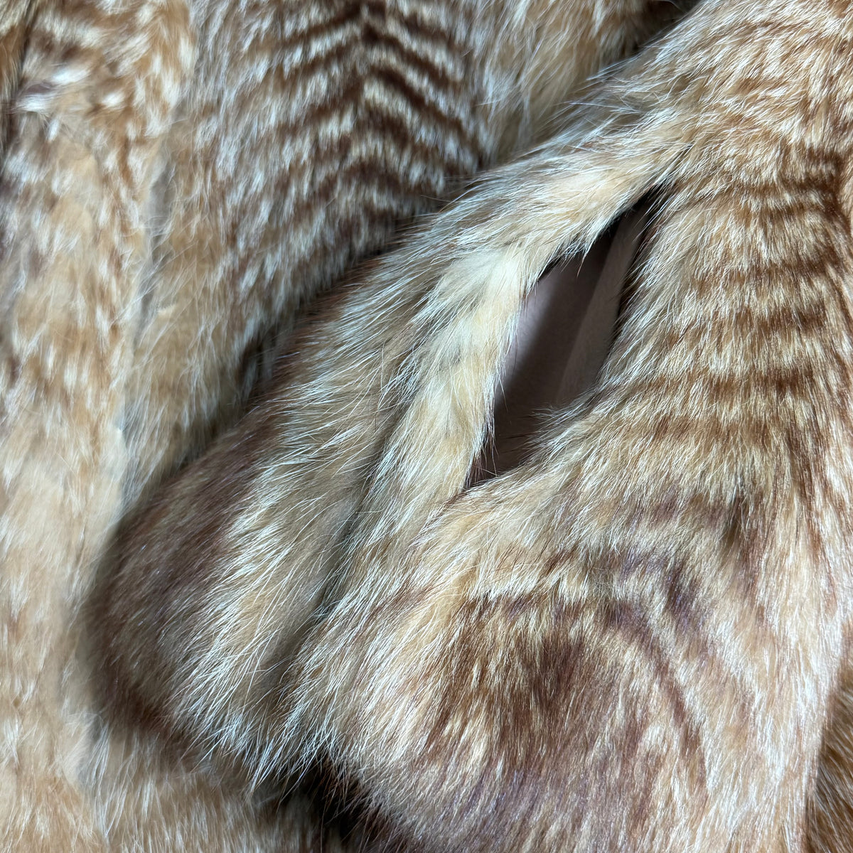 vintage red fox fur chevron short coat