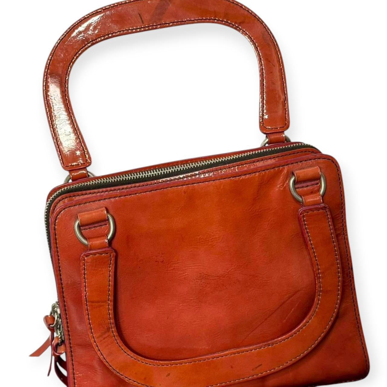 vintage miu miu patent leather top handle purse