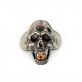 japanese heavy silver + citrine skull ring