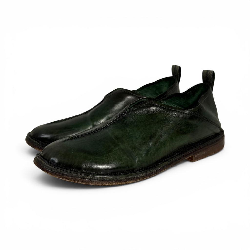 moma liliana handmade forest green calf leather artisanal loafers