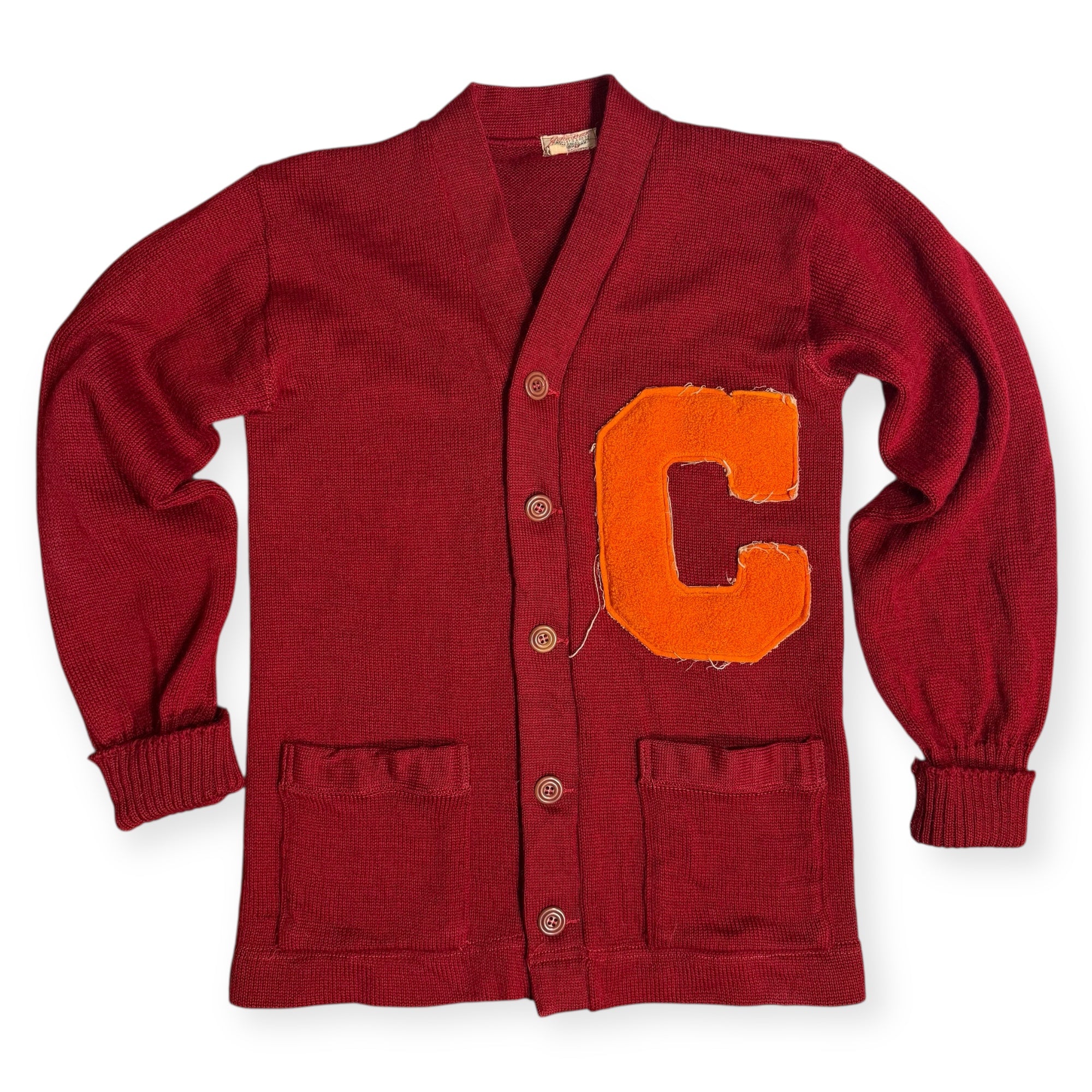 vintage 40s 50s sand knit “c” letterman cardigan