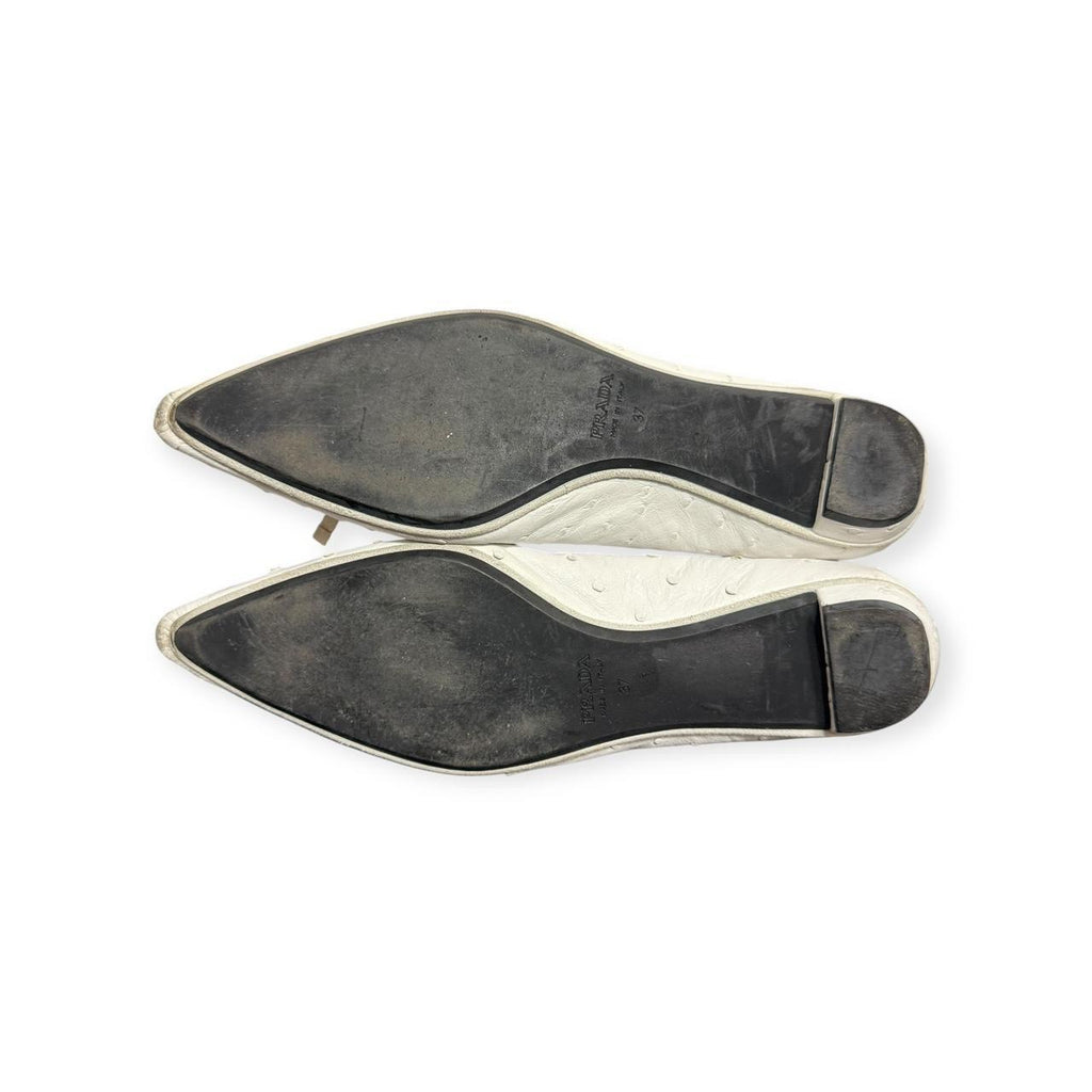 2000s prada ostrich leather pointed toe flats