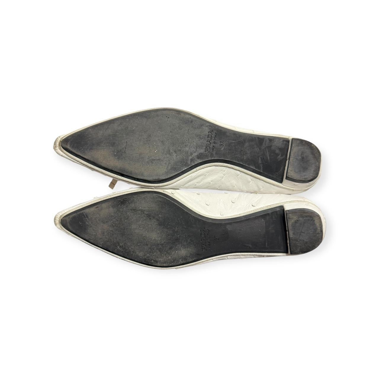 2000s prada ostrich leather pointed toe flats