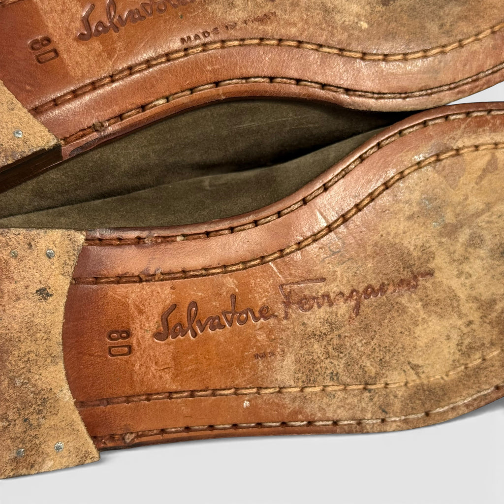 vintage salvatore ferragamo suede moc tassel loafers