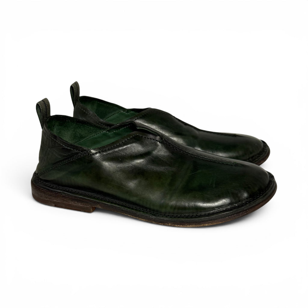 moma liliana handmade forest green calf leather artisanal loafers
