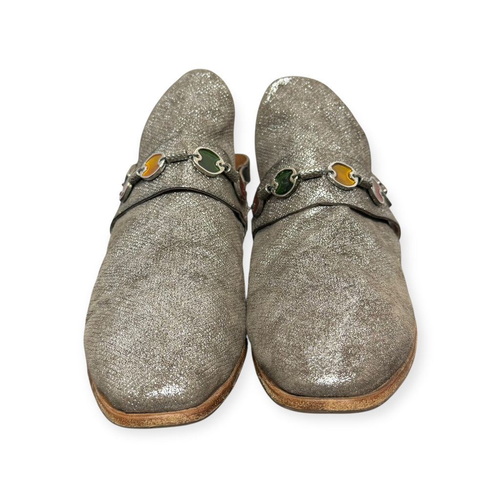 A.S.98 Metallic Silver Mules
