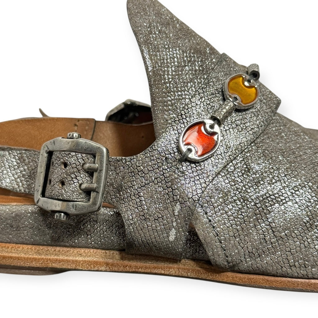 A.S.98 Metallic Silver Mules