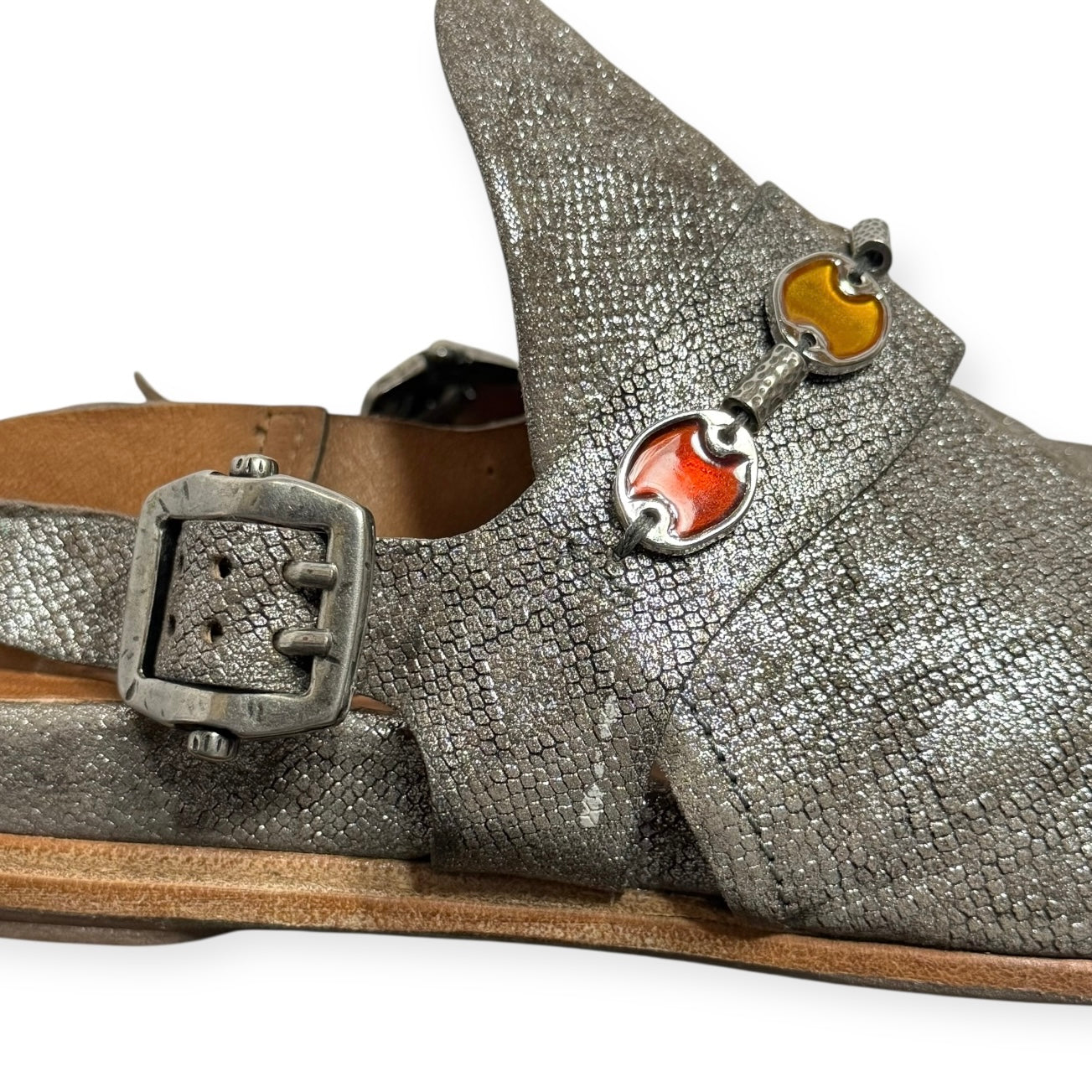 A.S.98 Metallic Silver Mules