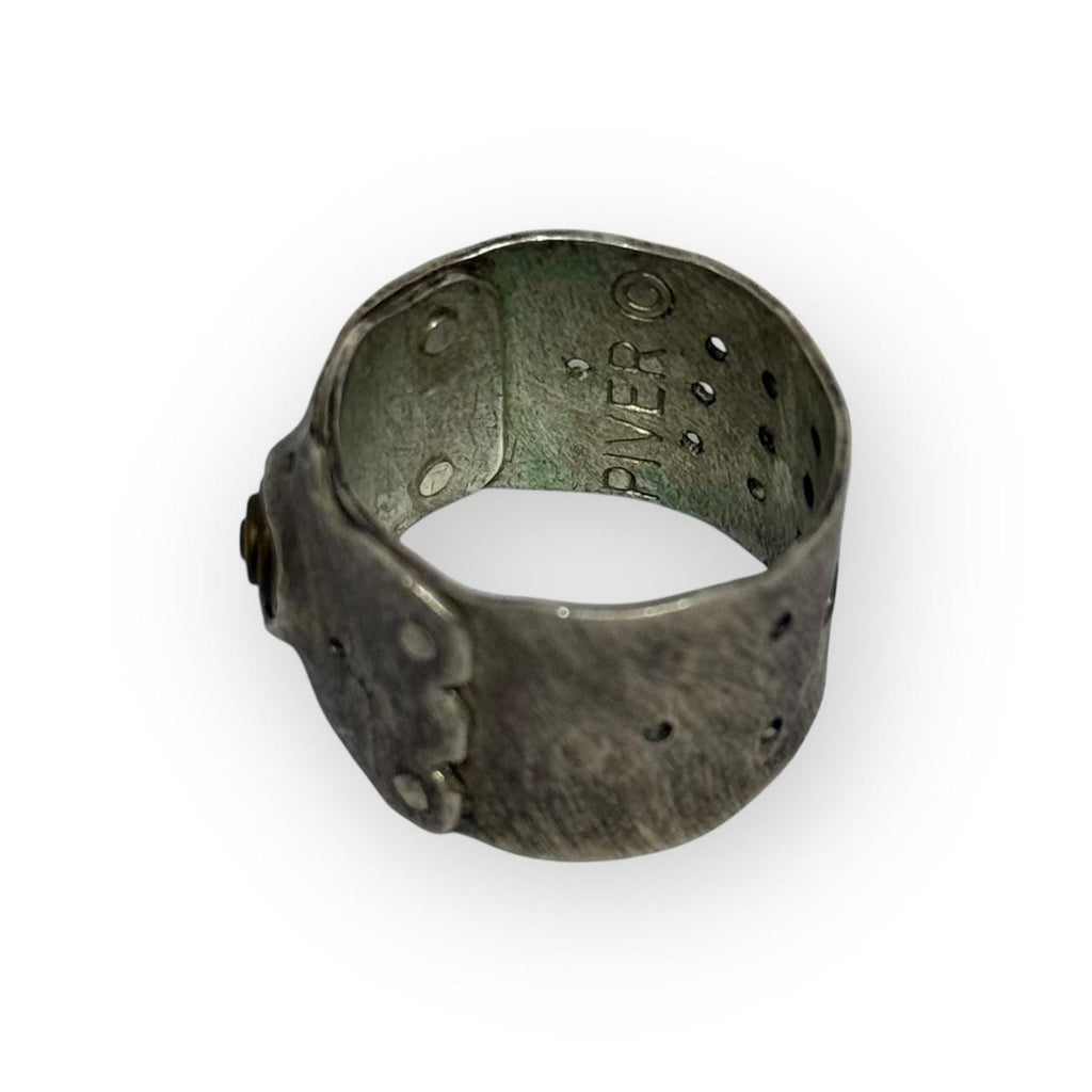 vintage beth piver artisanal silver & copper steampunk band ring