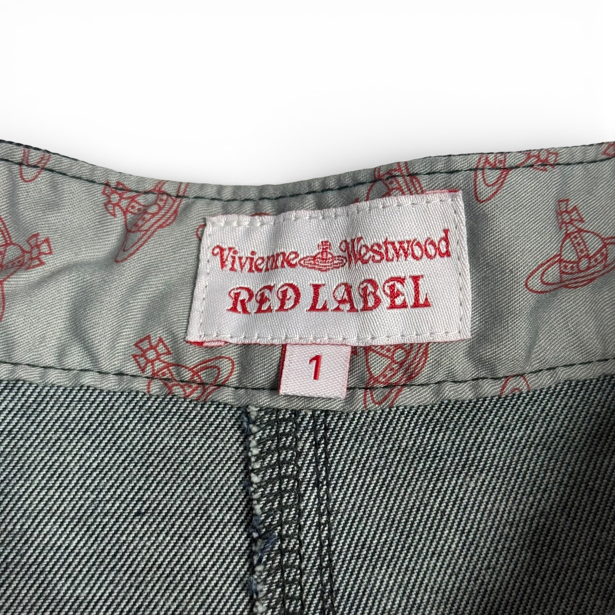 vivienne westwood red label dark wash orb logo denim skort