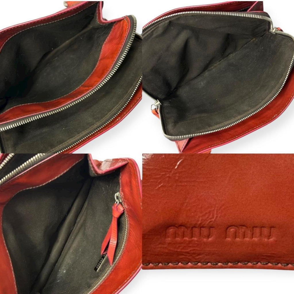 vintage miu miu patent leather top handle purse