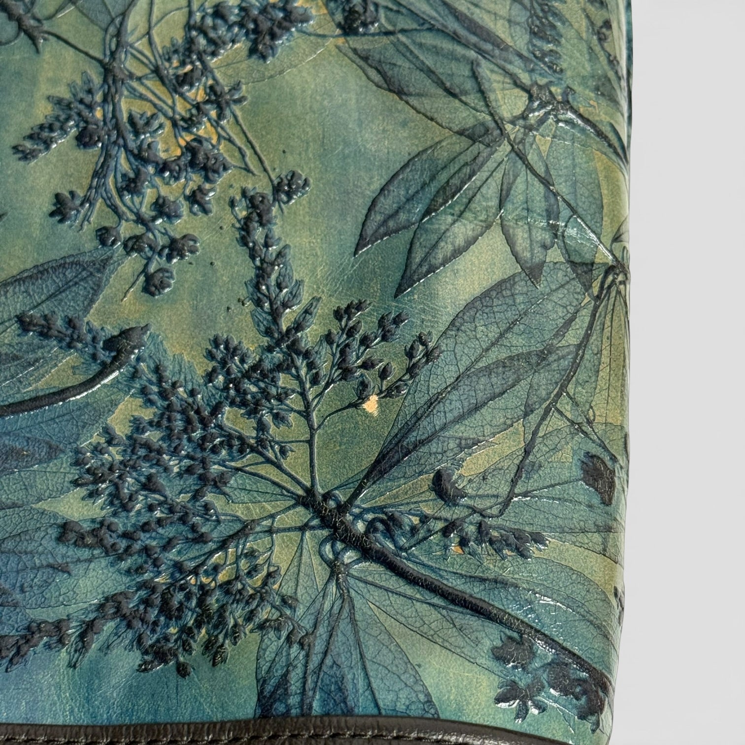 vintage leaf leather whiting collection hand tooled botanical bag