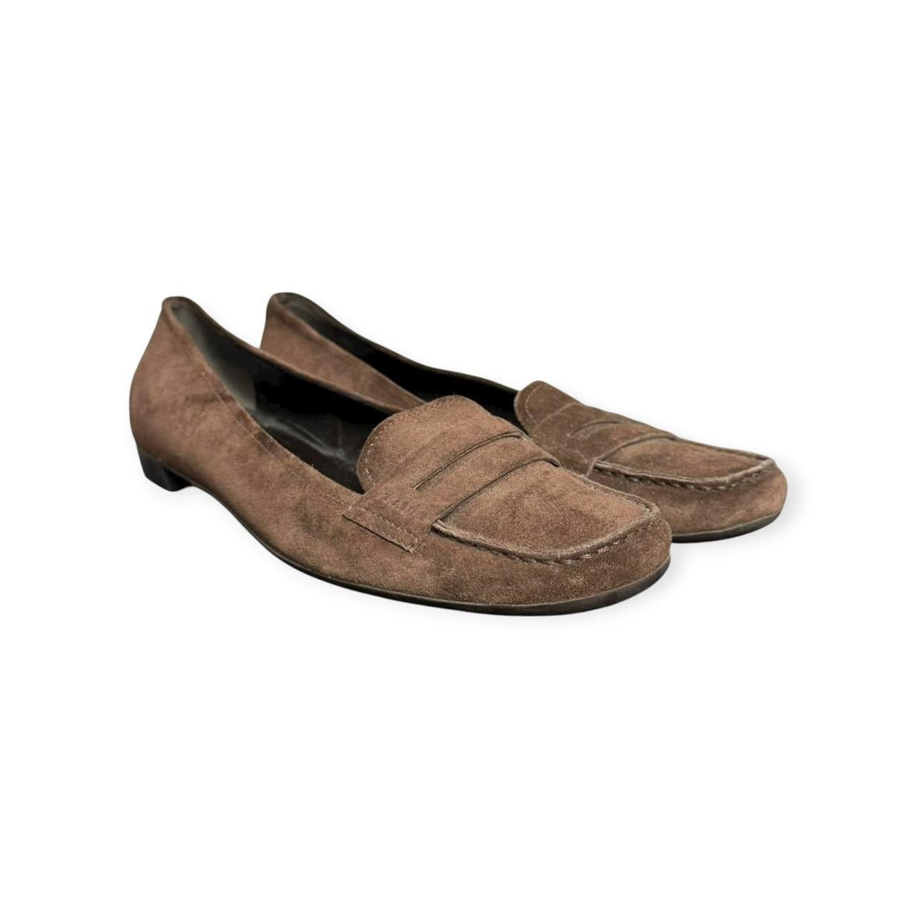 vintage prada suede penny loafers