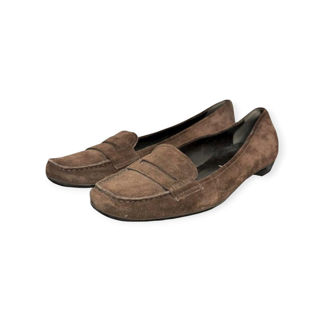 vintage prada suede penny loafers