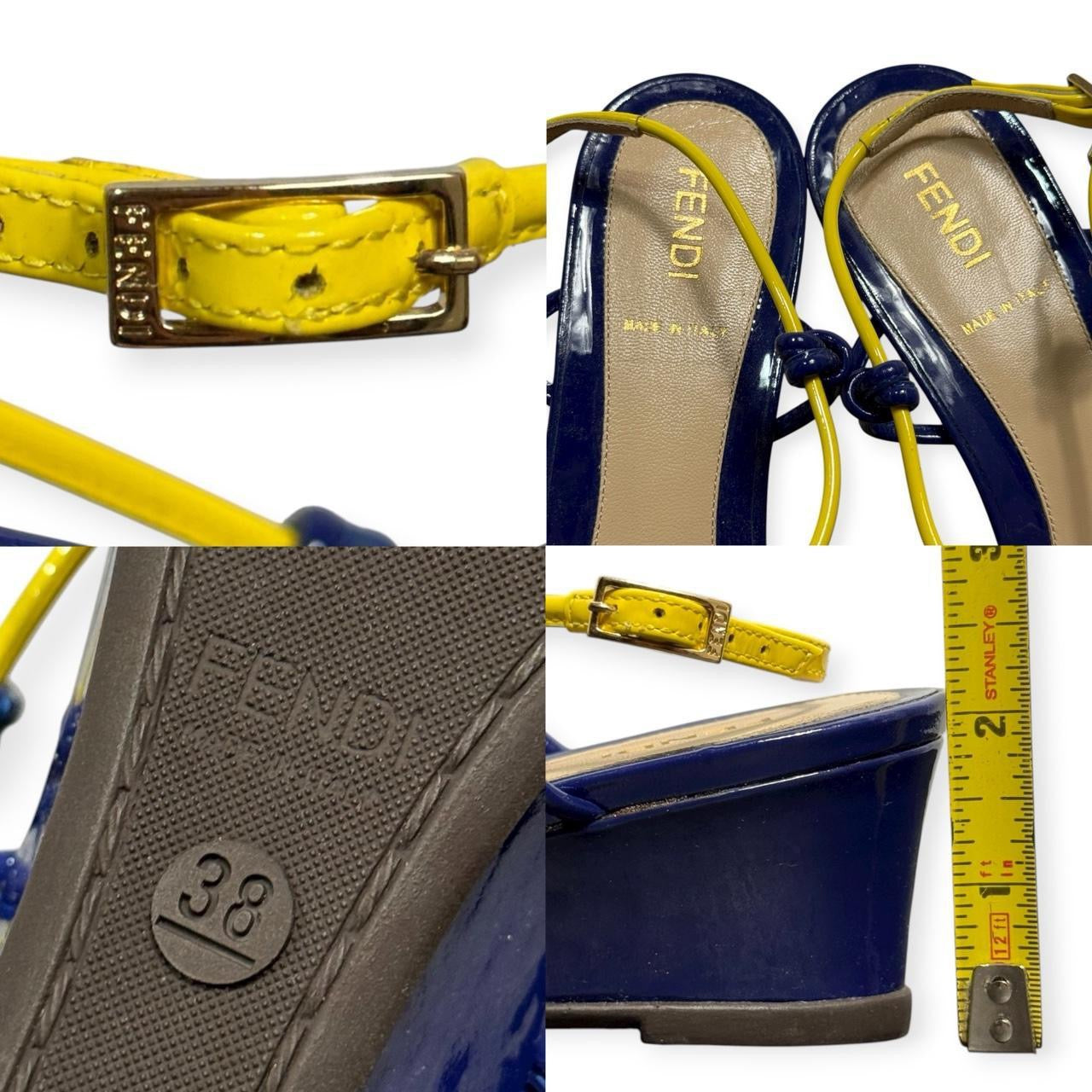 fendi tricolor patent leather thong sandals