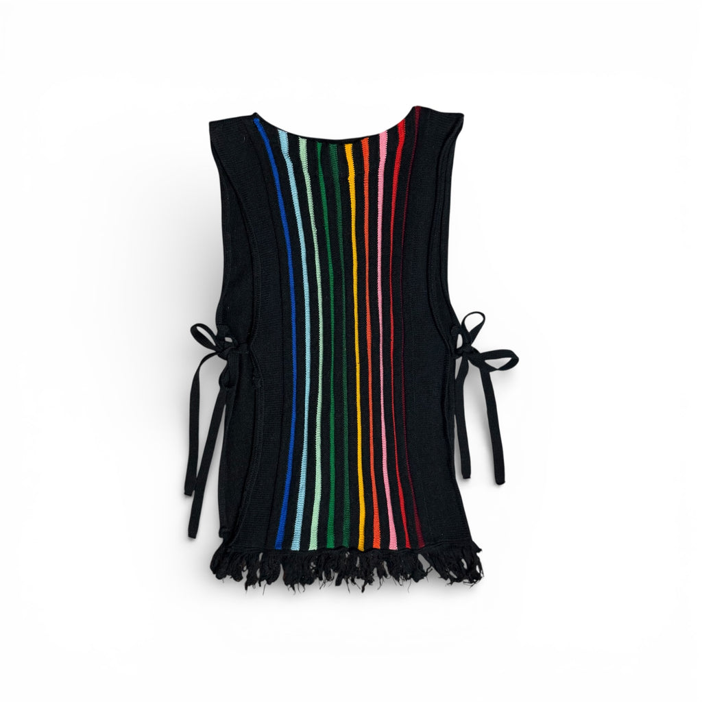 vintage rainbow stripe side tie knit top