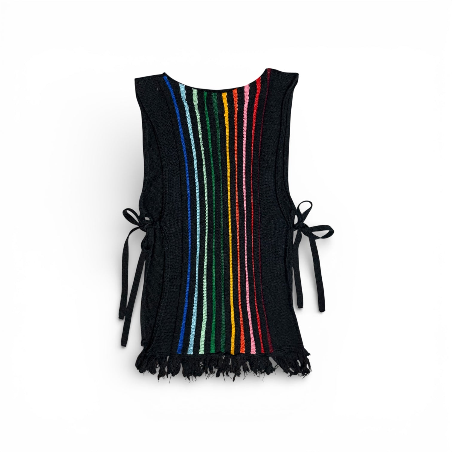 vintage rainbow stripe side tie knit top