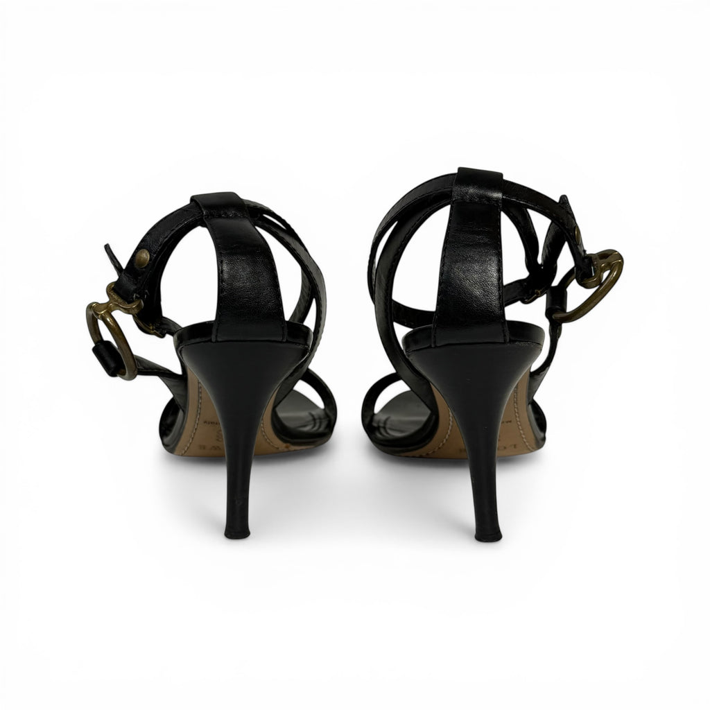 early 2000s loewe strappy brass ring & buckle sandals