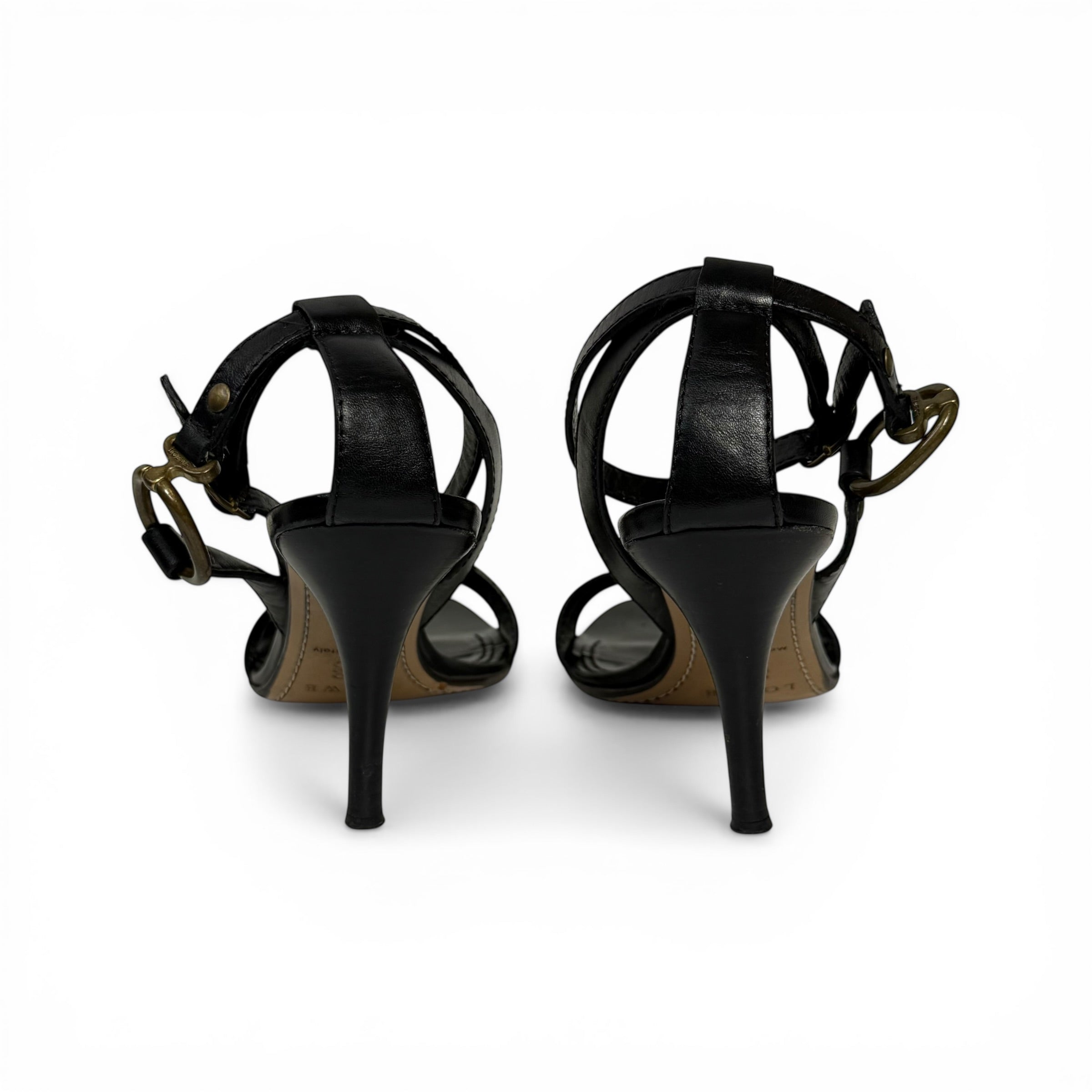 early 2000s loewe strappy brass ring & buckle sandals