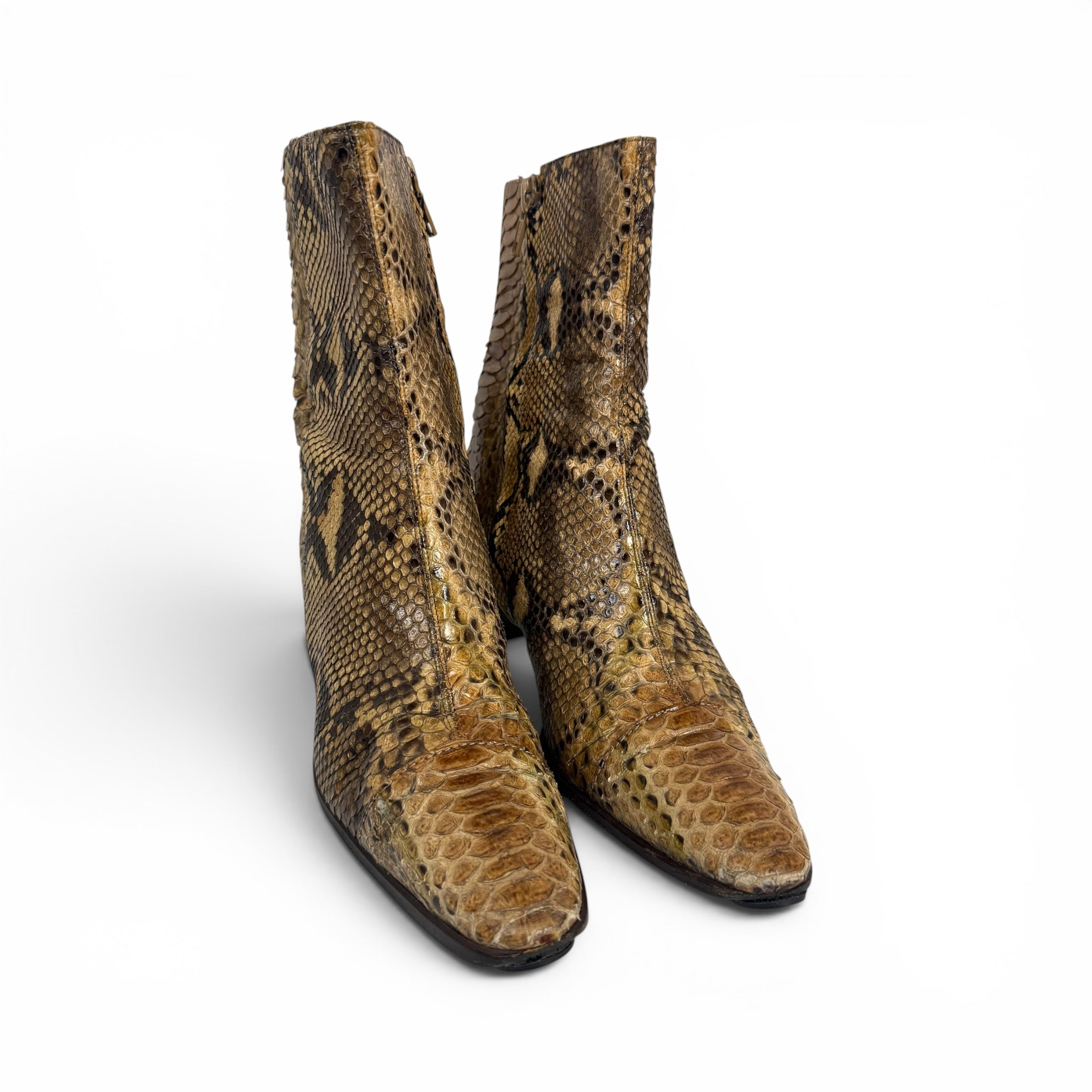 vintage fendi python snakeskin curved heel boots