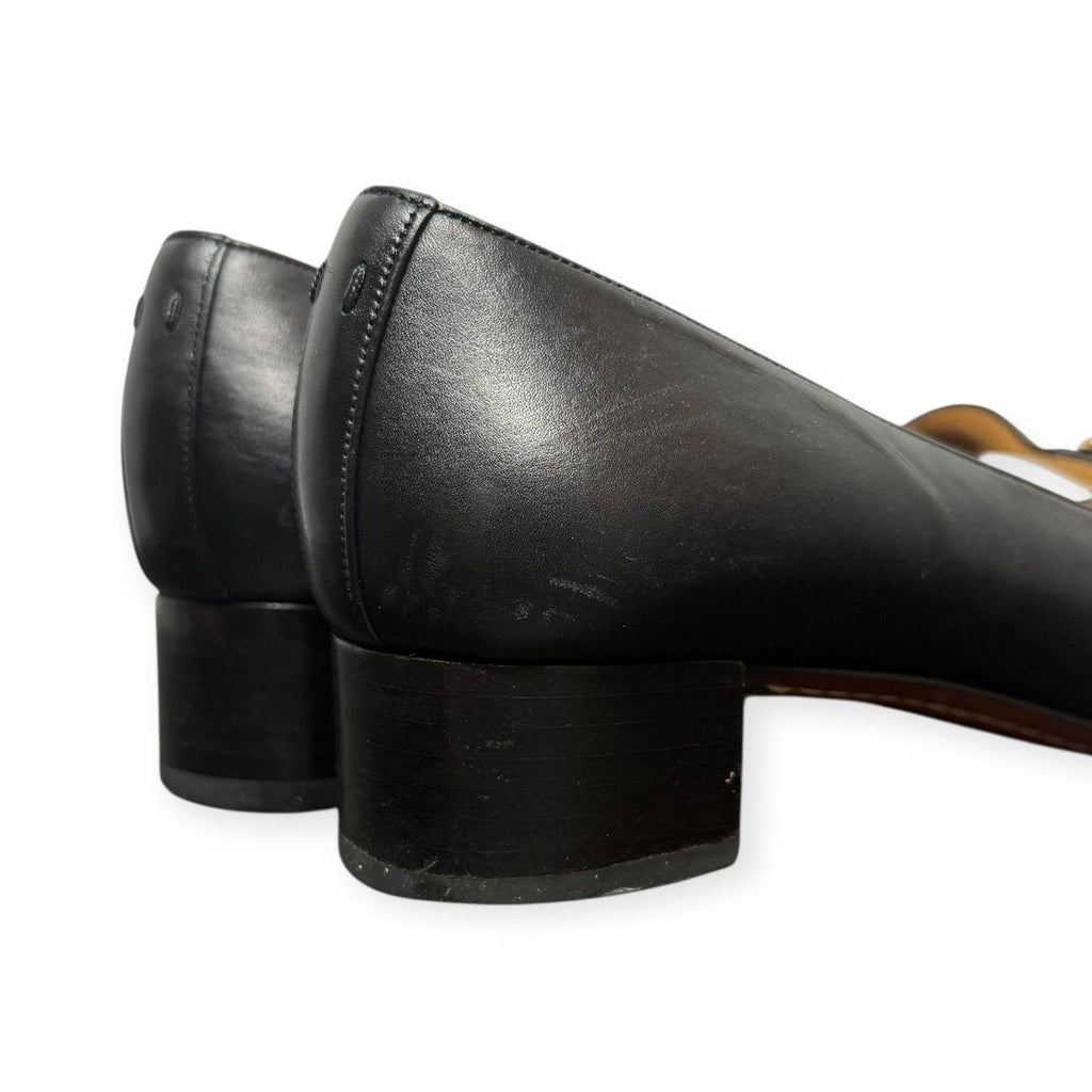 vintage louis vuitton black leather block heel mary janes