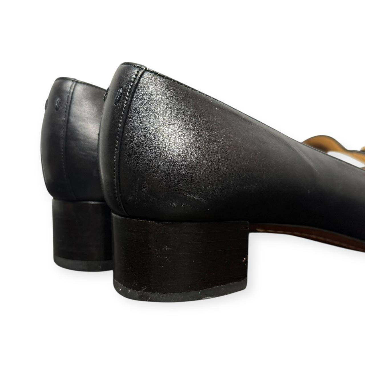 vintage louis vuitton black leather block heel mary janes