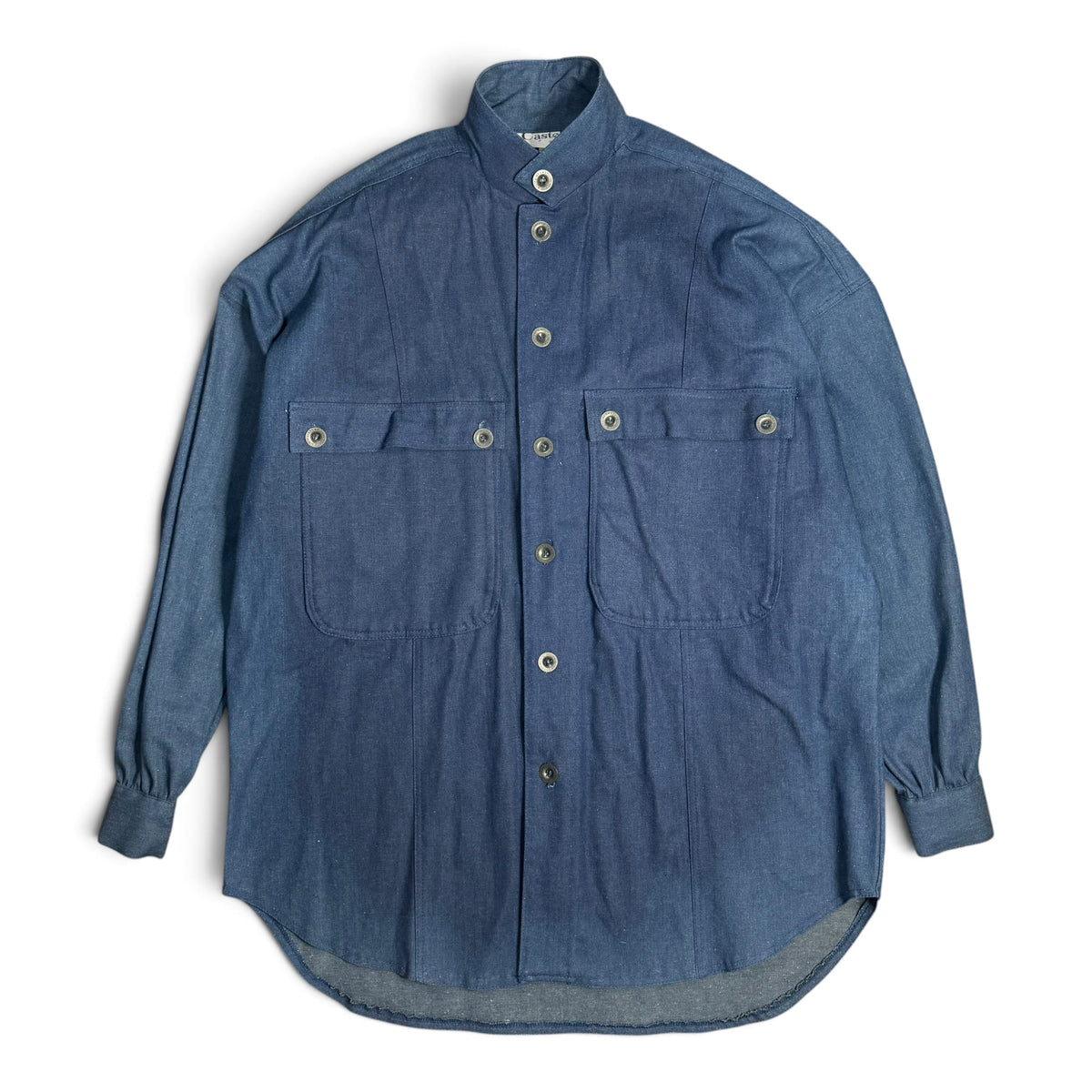 vintage 1980s castelli beverly hills french military style button up denim overshirt