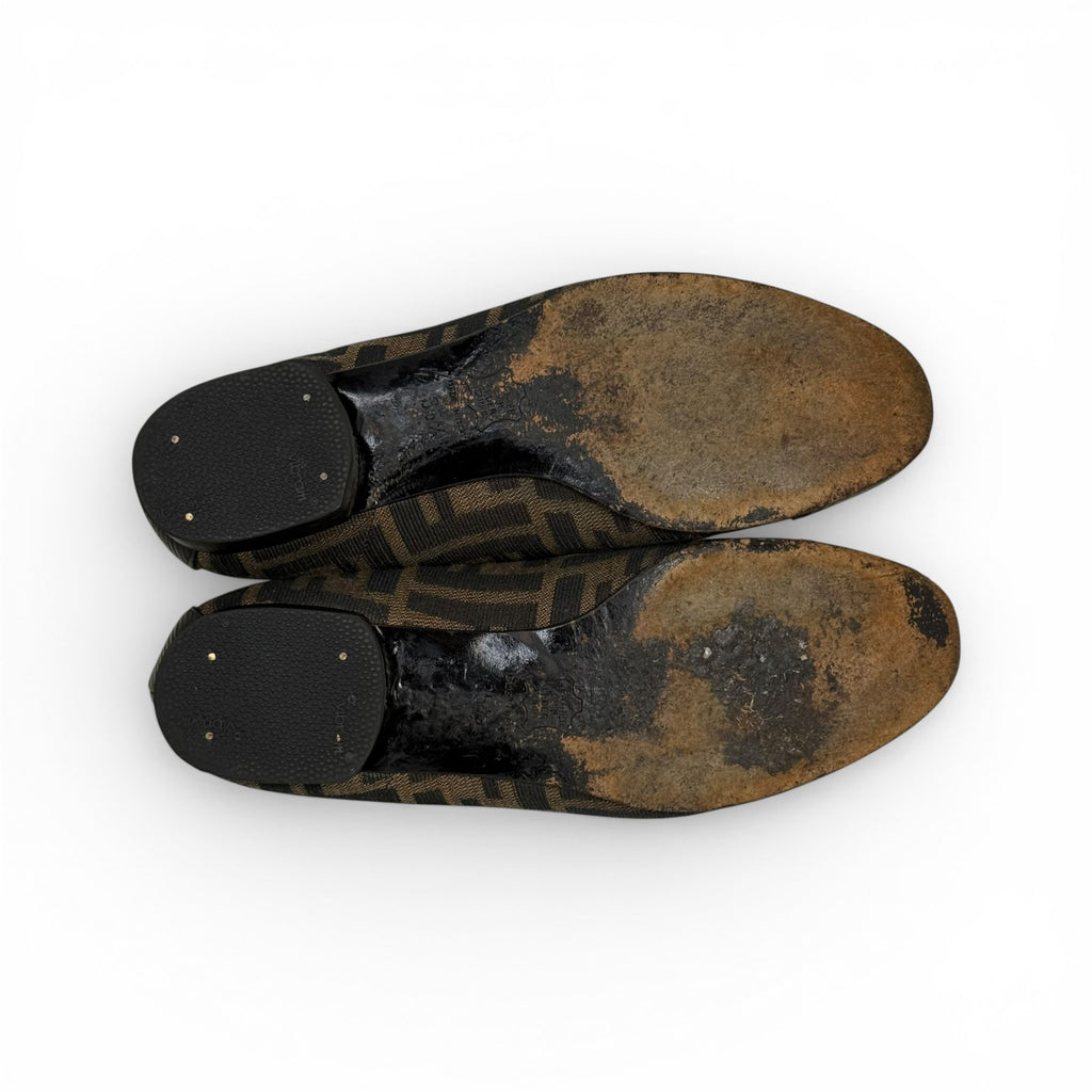 vintage fendi zucca monogram cap toe ballet flats