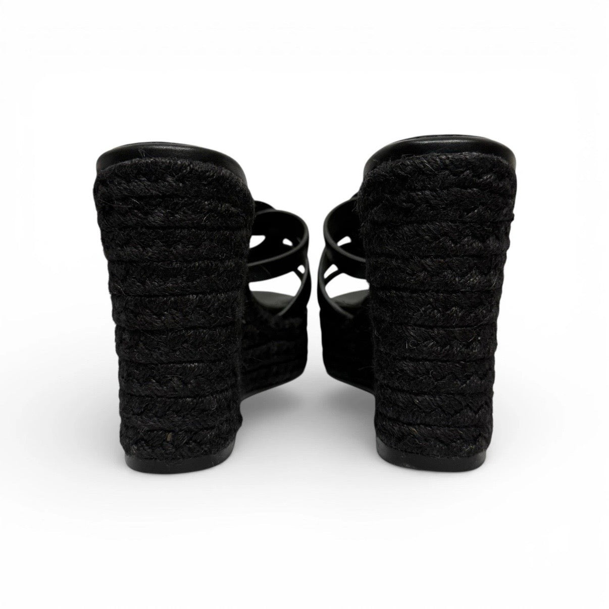 saint laurent black leather tribute espadrilles
