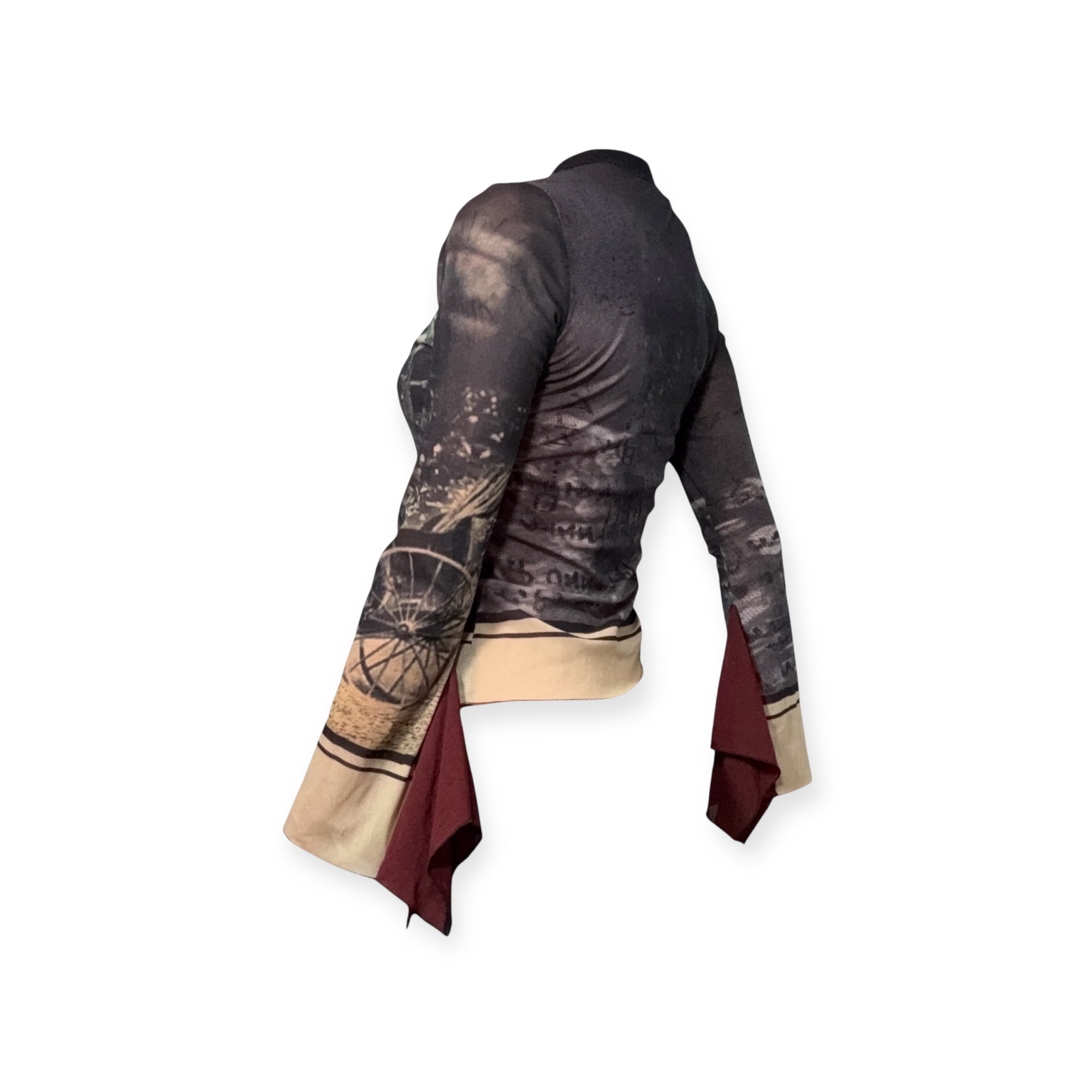 cop copine geisha print long sleeve top