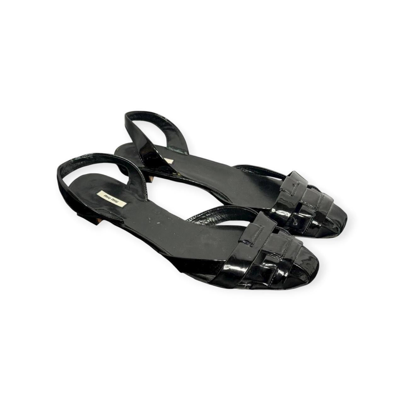 miu miu woven patent leather slingback sandals