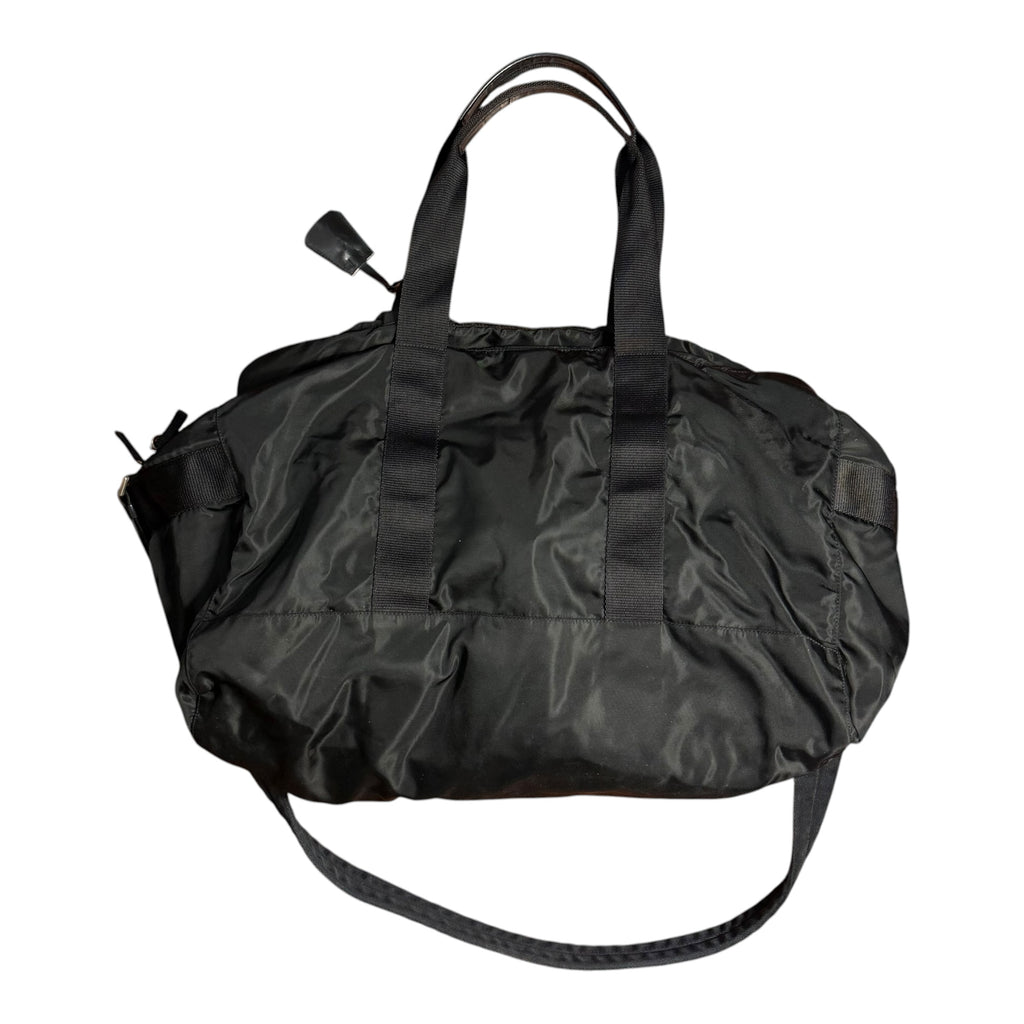 vintage 90s prada black tessuto nylon weekender duffle bag