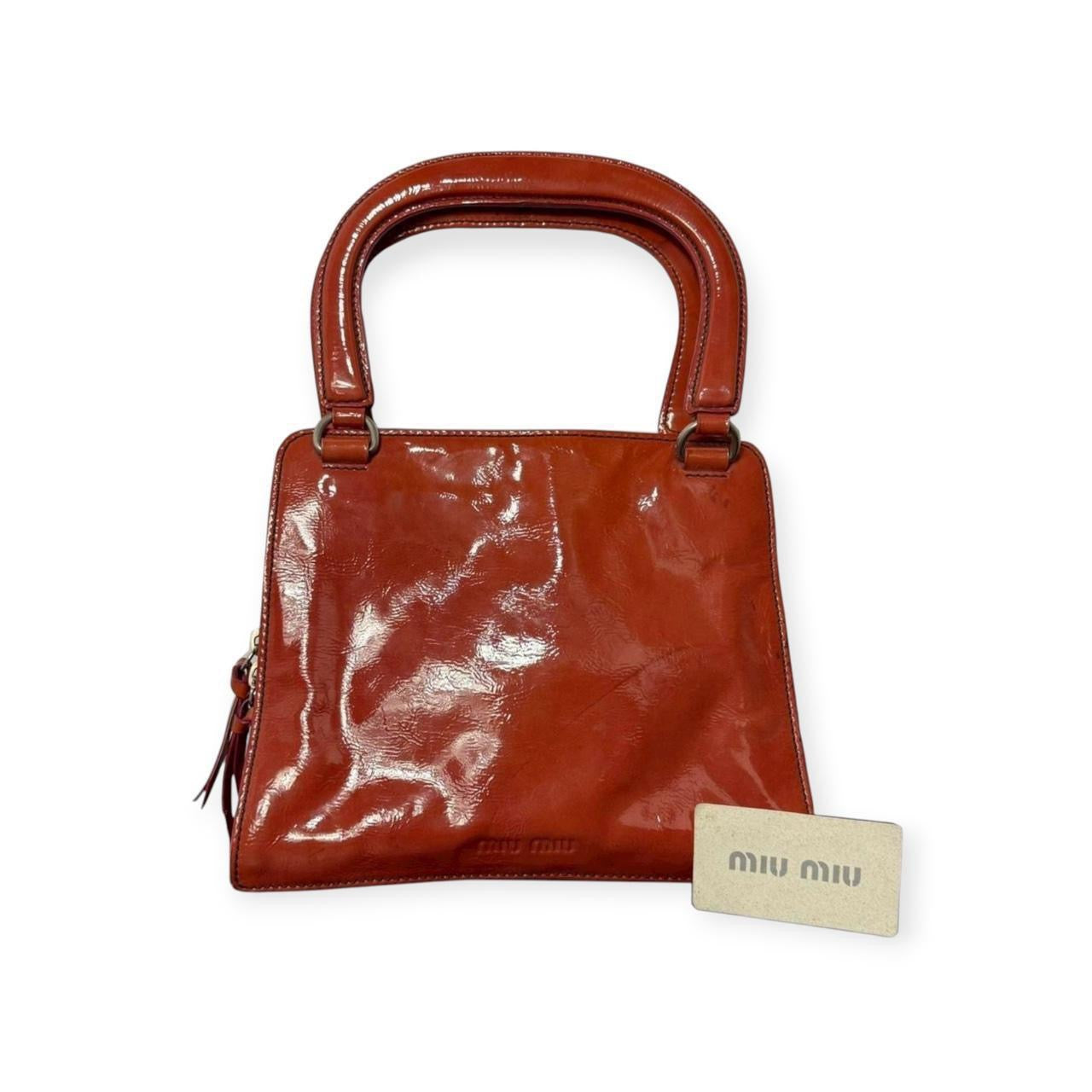 vintage miu miu patent leather top handle purse