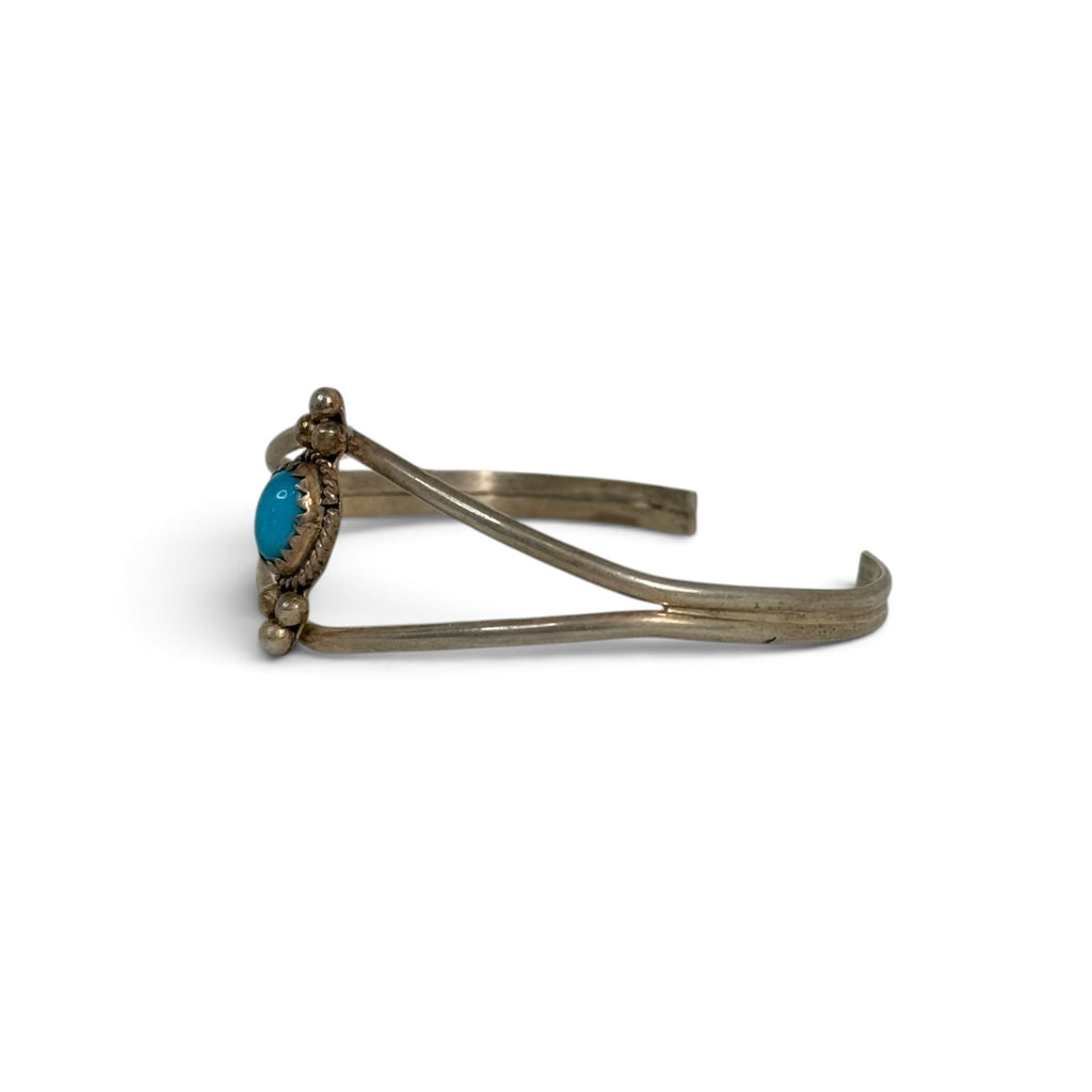 vintage southwestern silver + turquoise cabochon split shank cuff bracelet
