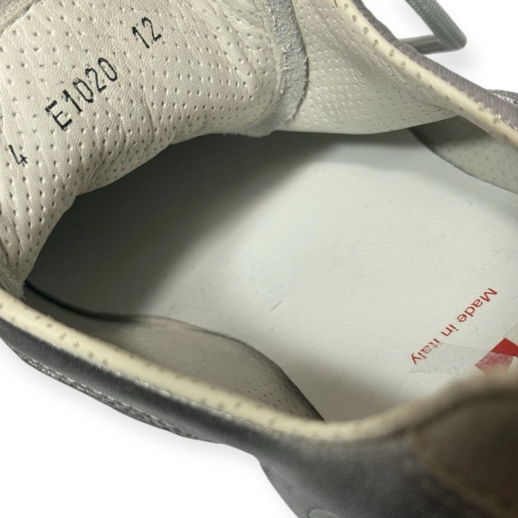 vintage prada leather & textile silver sneakers