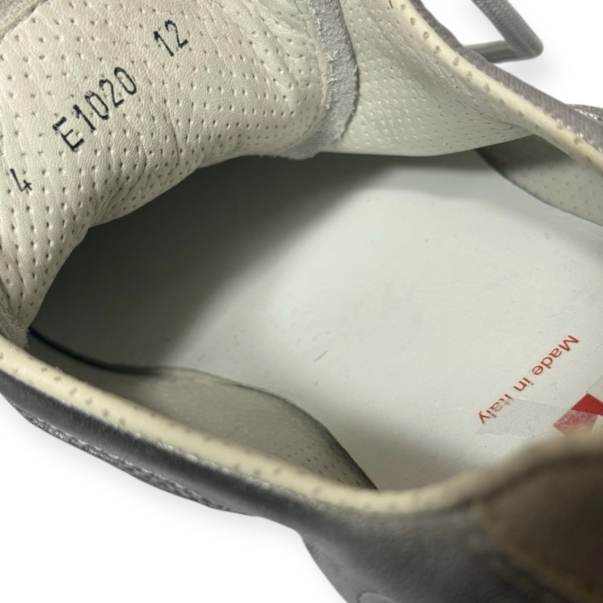 vintage prada leather & textile silver sneakers