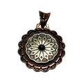 vintage navajo sterling silver & copper pendant signed kj wj