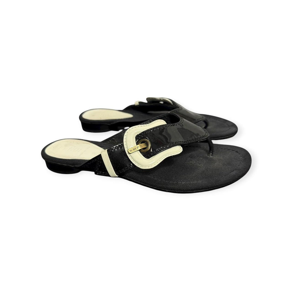 fendi b buckle thong sandals