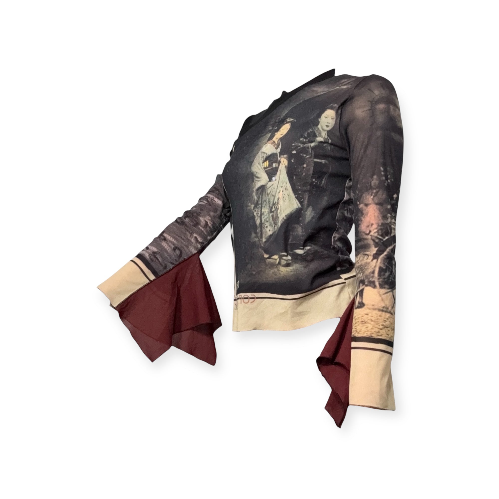 cop copine geisha print long sleeve top