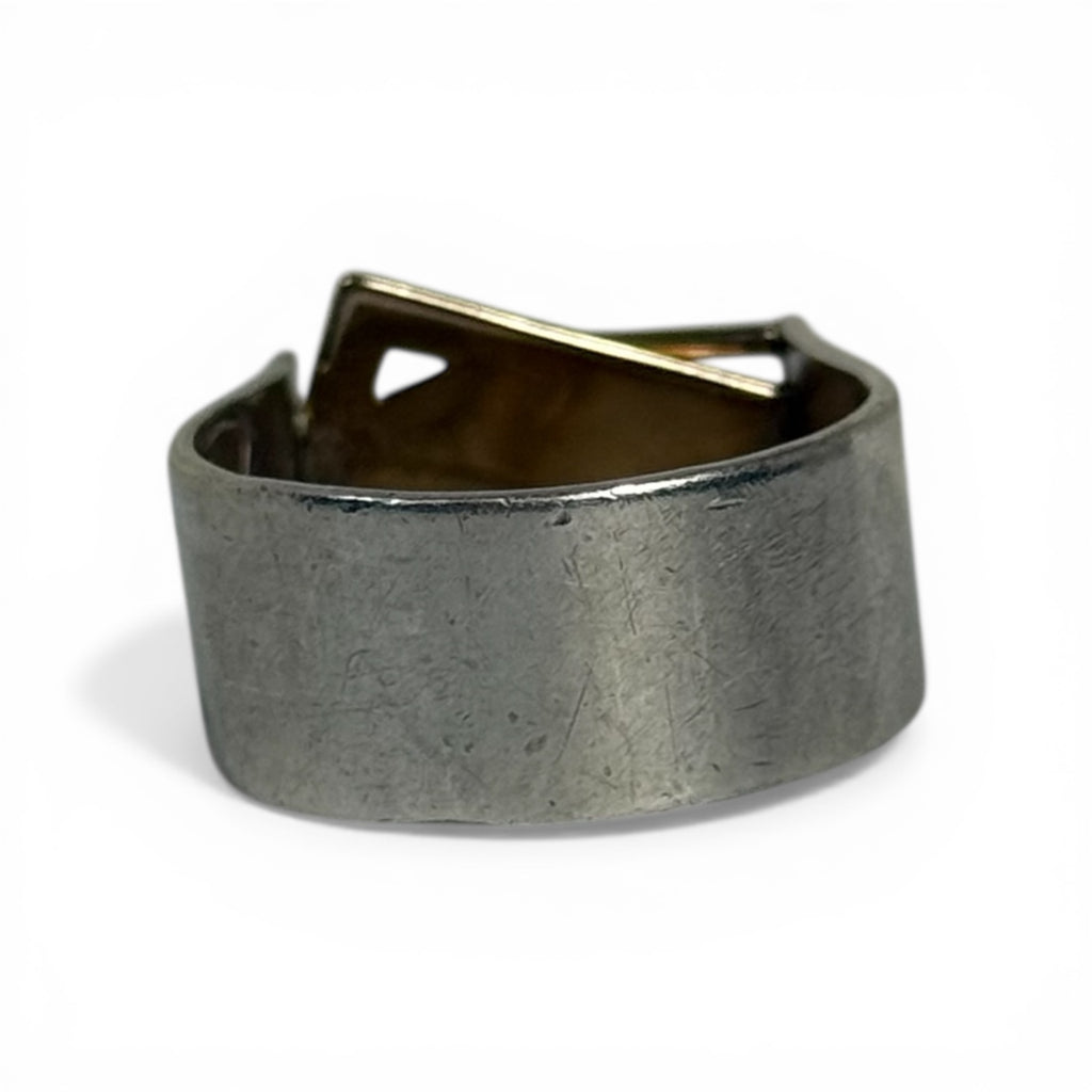 jayne demarcay sterling silver + 14k gold iolite modernist studio art ring