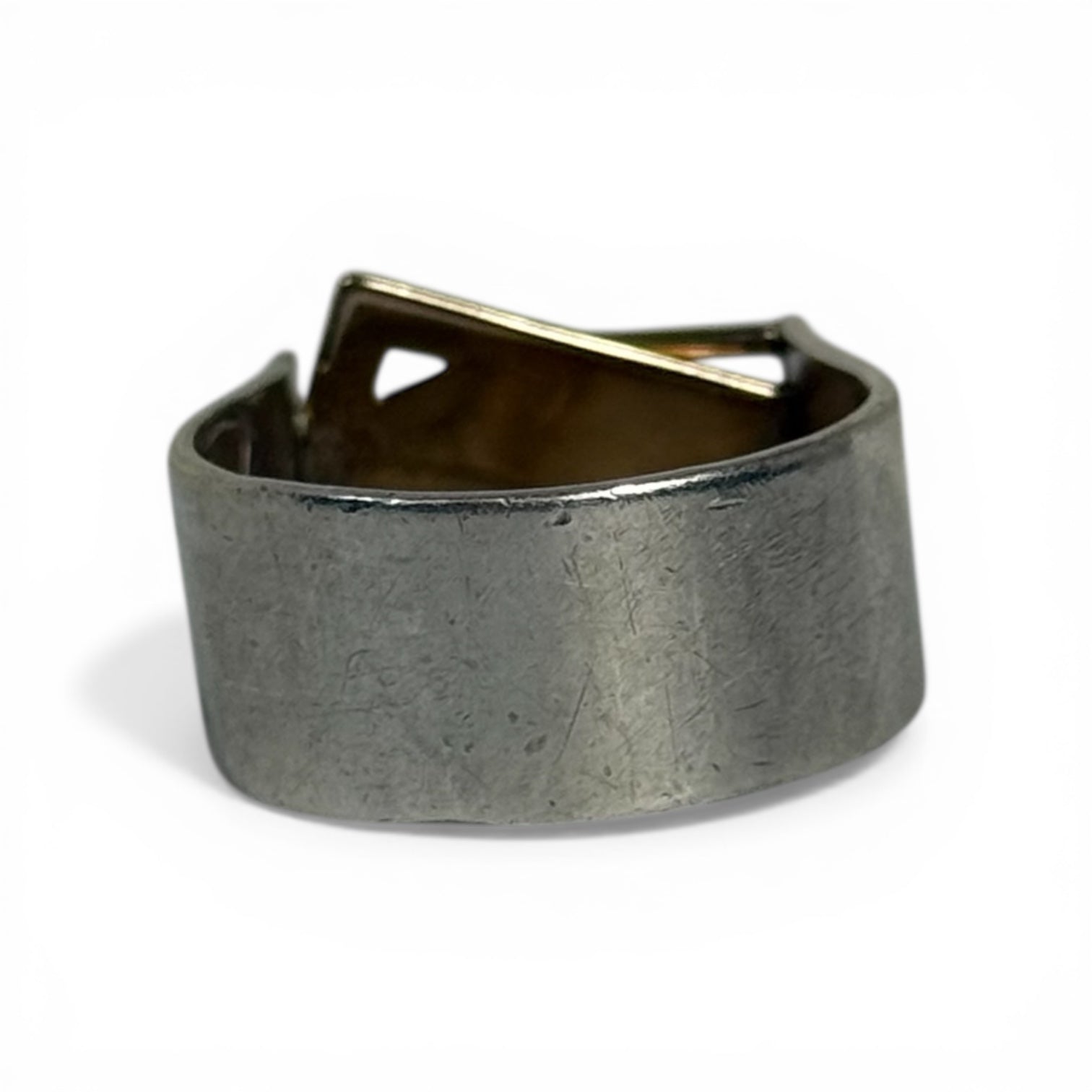 jayne demarcay sterling silver + 14k gold iolite modernist studio art ring