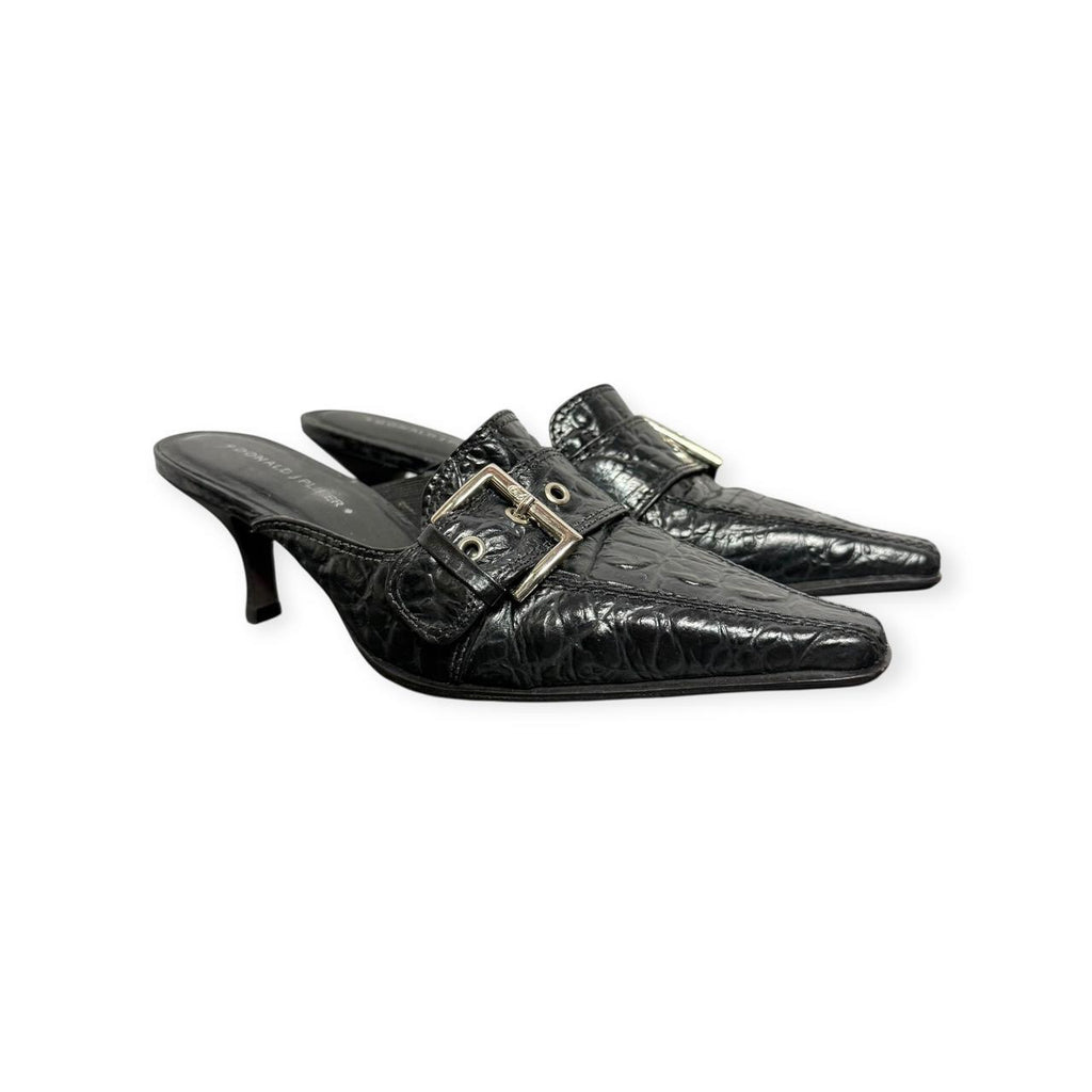 donald j. pliner croc embossed mules