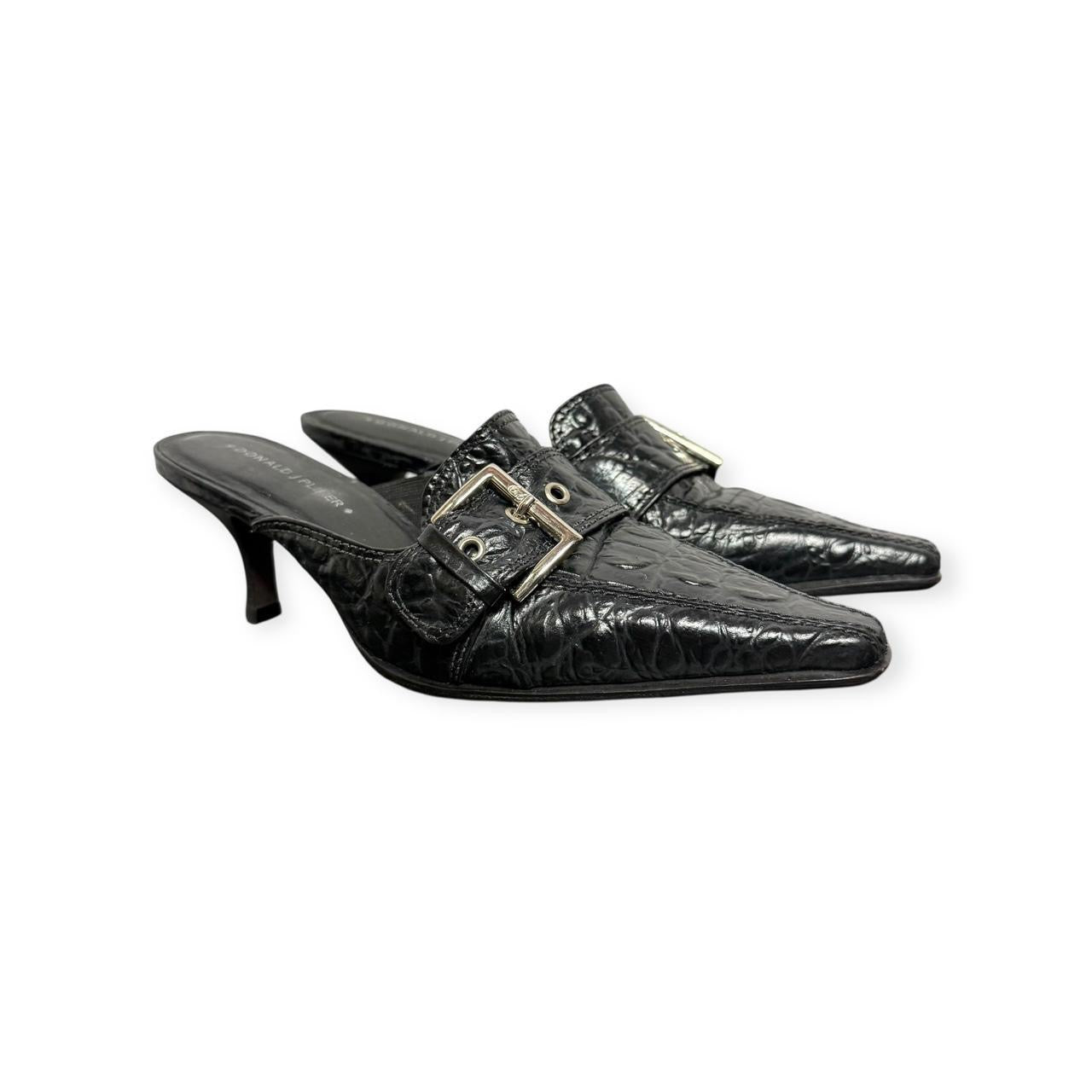 donald j. pliner croc embossed mules
