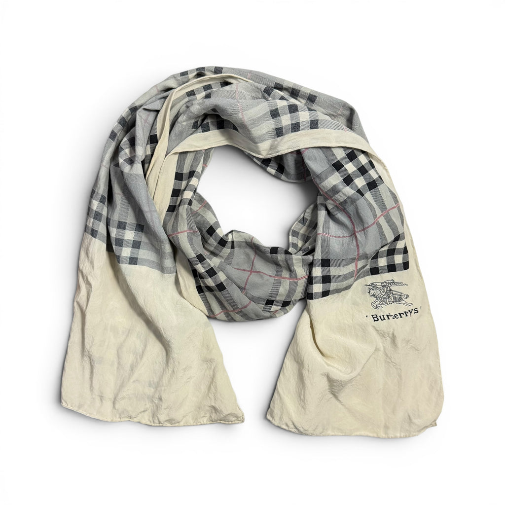 vintage burberry check silk scarf